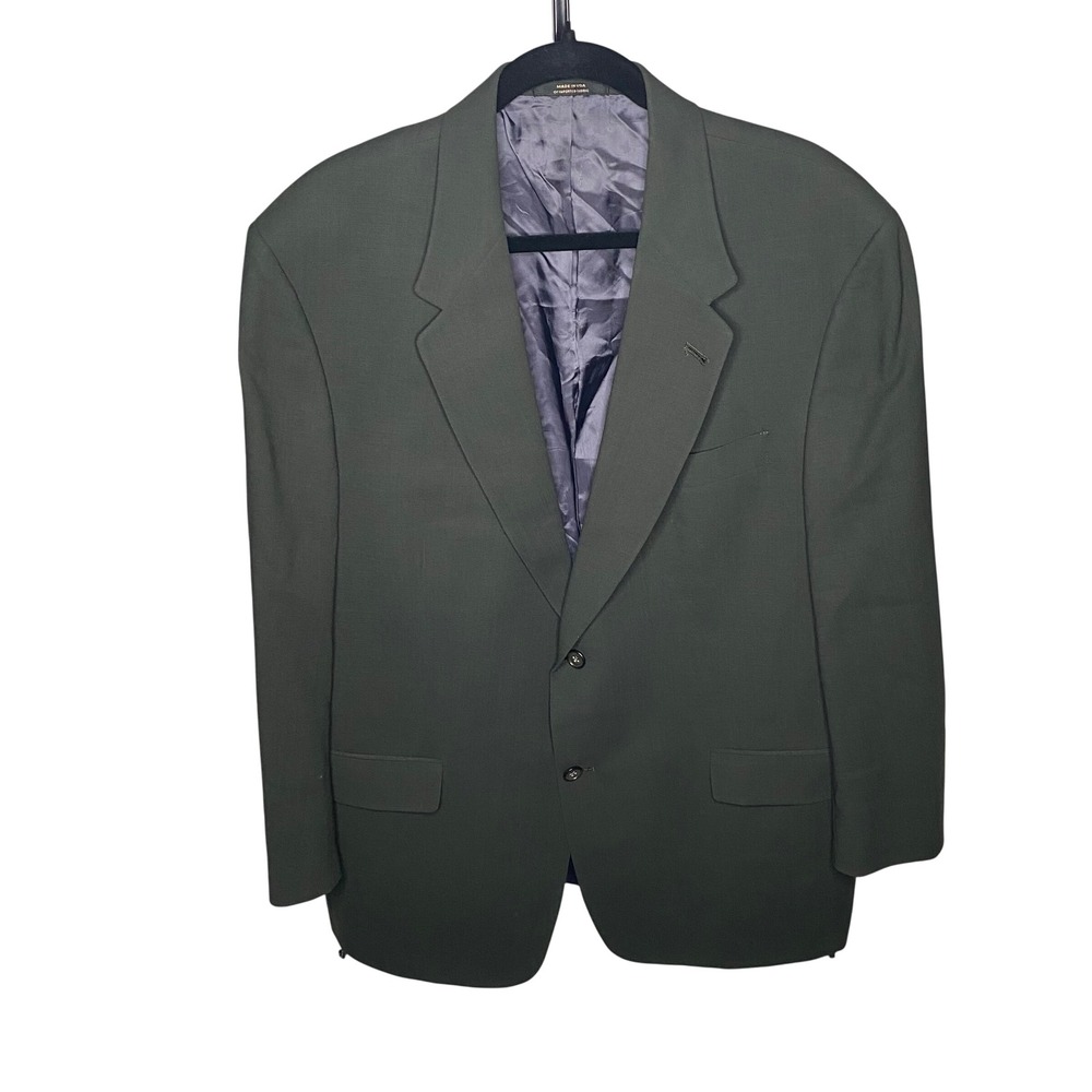 Hart Schaffner Marx Comfort Plus Blazer Charcol Gray Wool Worsted Sport Coat 44R